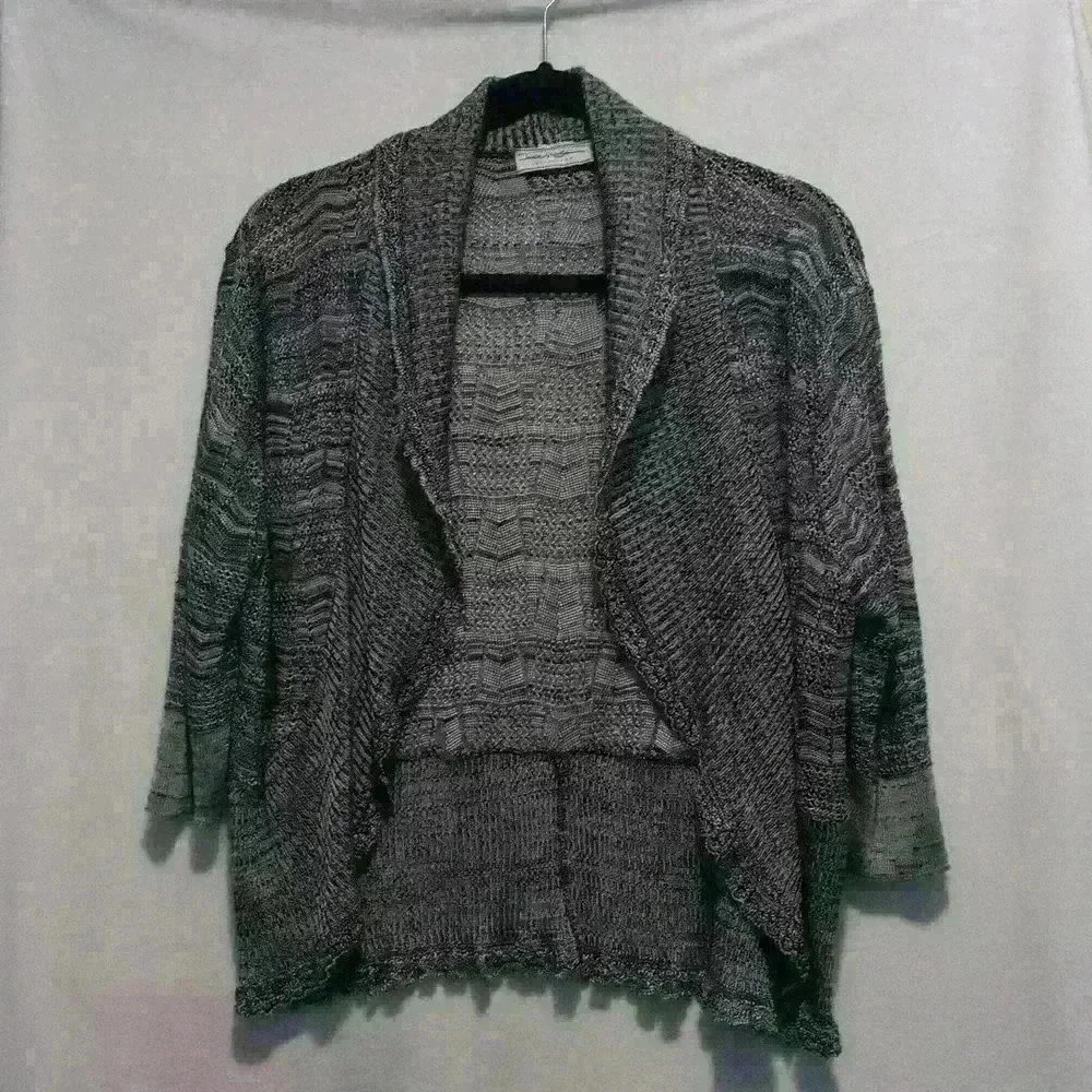 Jamie Nicole collection open cardigan  vest black gray knit lightweight boho M/L